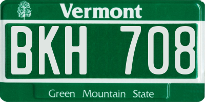VT license plate BKH708