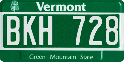 VT license plate BKH728