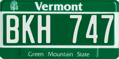 VT license plate BKH747