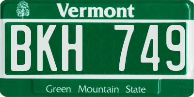 VT license plate BKH749