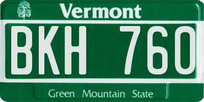 VT license plate BKH760