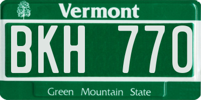 VT license plate BKH770