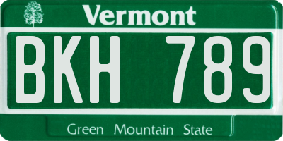 VT license plate BKH789