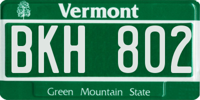 VT license plate BKH802
