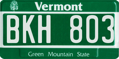 VT license plate BKH803