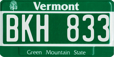 VT license plate BKH833
