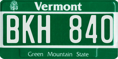VT license plate BKH840
