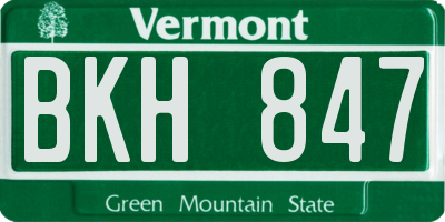 VT license plate BKH847