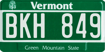 VT license plate BKH849
