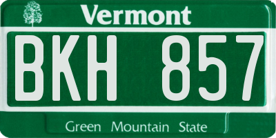 VT license plate BKH857