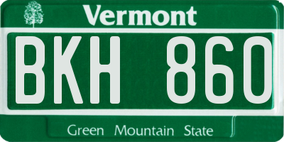 VT license plate BKH860