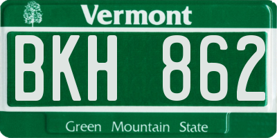VT license plate BKH862