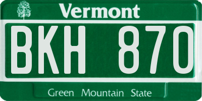 VT license plate BKH870