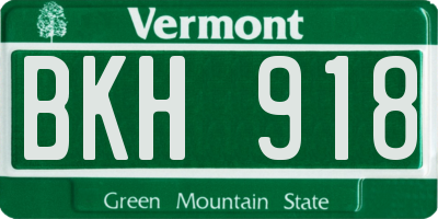 VT license plate BKH918