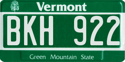 VT license plate BKH922