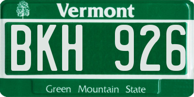 VT license plate BKH926