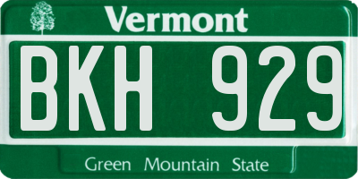 VT license plate BKH929
