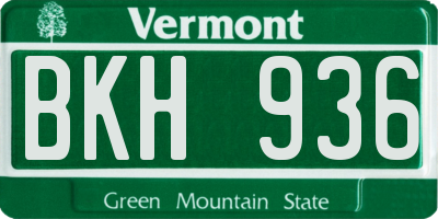 VT license plate BKH936