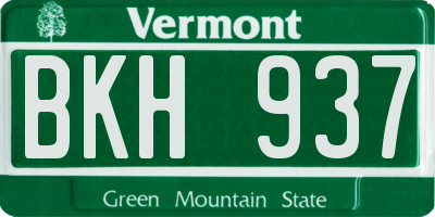 VT license plate BKH937