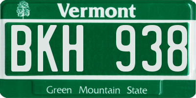 VT license plate BKH938