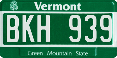 VT license plate BKH939