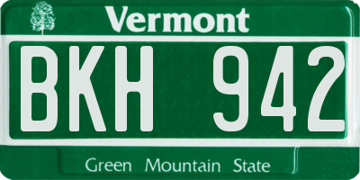 VT license plate BKH942