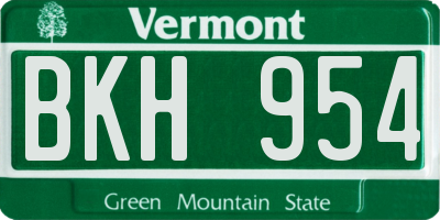 VT license plate BKH954