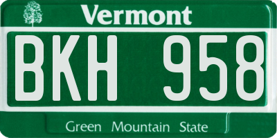VT license plate BKH958