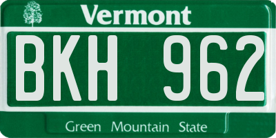 VT license plate BKH962