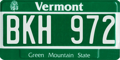 VT license plate BKH972