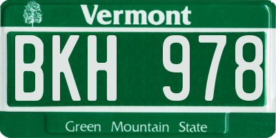 VT license plate BKH978