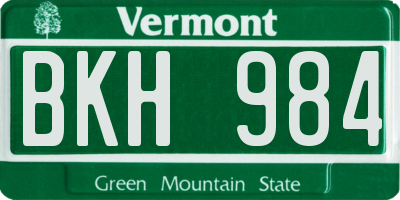 VT license plate BKH984