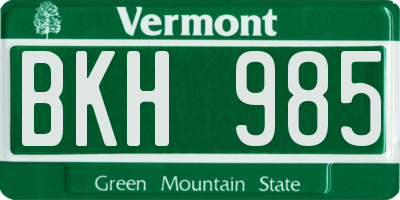 VT license plate BKH985