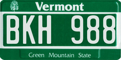 VT license plate BKH988