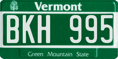 VT license plate BKH995