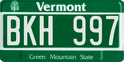 VT license plate BKH997