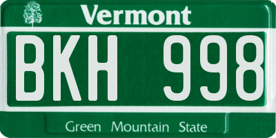 VT license plate BKH998
