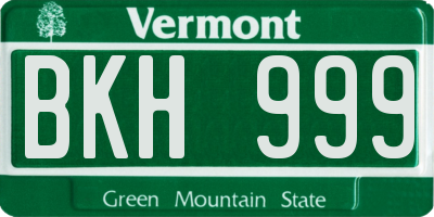 VT license plate BKH999