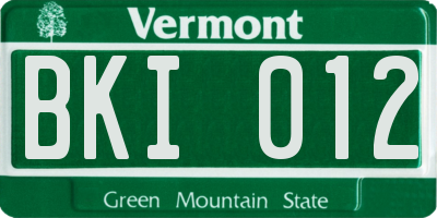 VT license plate BKI012