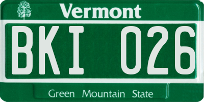 VT license plate BKI026