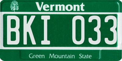 VT license plate BKI033