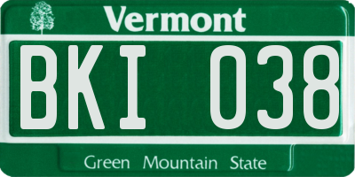 VT license plate BKI038