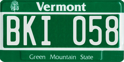 VT license plate BKI058