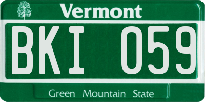 VT license plate BKI059