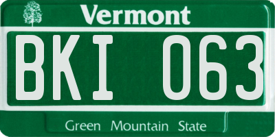 VT license plate BKI063