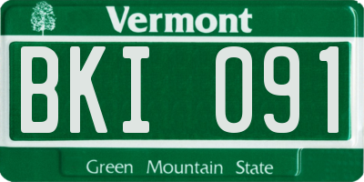 VT license plate BKI091