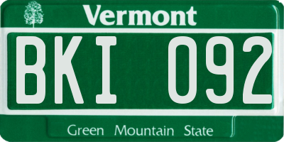 VT license plate BKI092