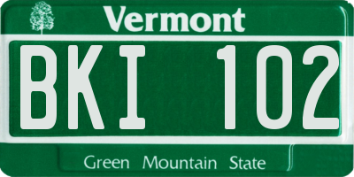 VT license plate BKI102