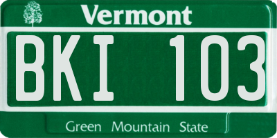 VT license plate BKI103