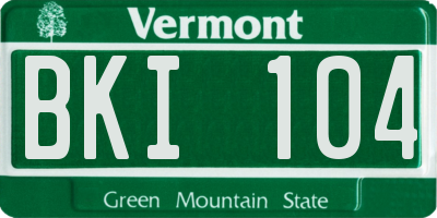 VT license plate BKI104